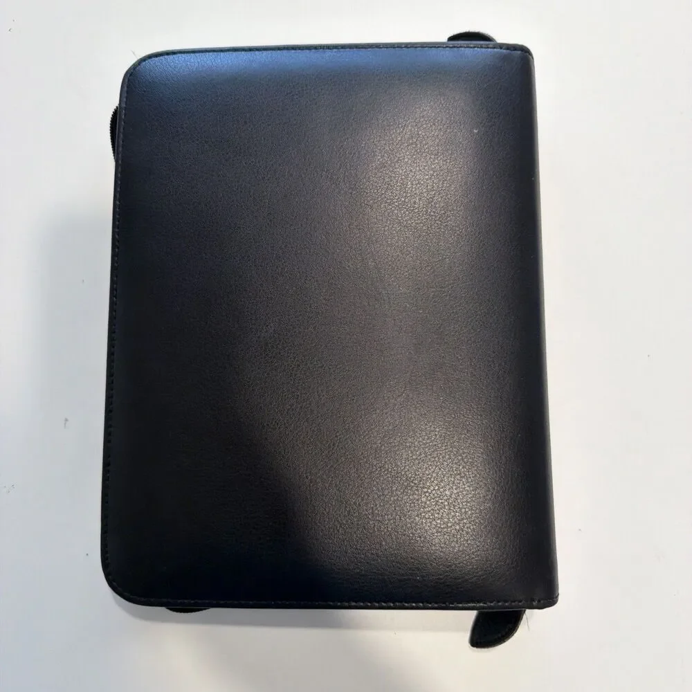 Day Timer Desk Size Planner Binder Black Leather 7 Ring 1